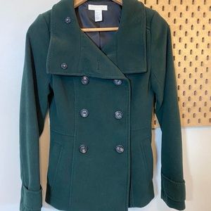 H&M Hunter Green Peacoat
